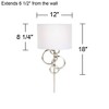 Possini Euro Design Circles Modern Wall Light Sconces Set of 2 Smart Sockets Brushed Nickel Plug-In 12" Fixture Off-White Shades Bedroom - 4 of 4