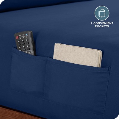 Dark Blue Microfiber Full Fitted Sheet with Dual Pockets