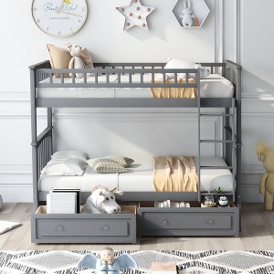 Racxily Bunk Bed with Drawers, Convertible Beds - 1 of 4