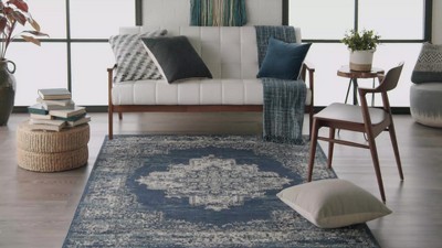 Handmade Ivory Medallion Rectangular Synthetic Rug