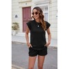 Women's  Fashionable Summer Two Piece Sets, Casual Short Sleeve Tops, Trendy Matching Shorts, Comfortable Outfits - 3 of 4