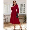 A-Line Dress for Women Fall 2025 Flounce V Neck Pleated Dress Lantern Sleeve Formal Dresses Church Dress - 4 of 4