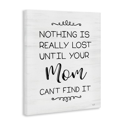 Funny Black and White Typography Canvas Art, 16" x 20"