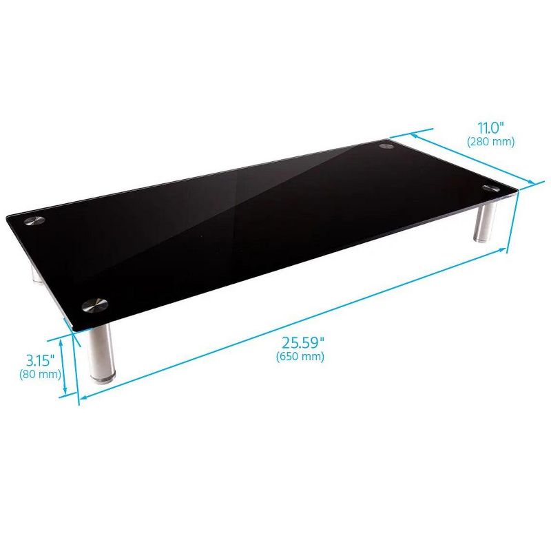 Monoprice Medium Multimedia Desktop Stand, Black Glass 25.6" x 11.0" - Stand & Riser, Desktop TV Stand, Dual Monitors w/ Height Adjustable Legs, 5 of 6