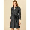 Allegra K Women's Half Placket Long Sleeve Casual Shirt Dress with Belt - 2 of 4