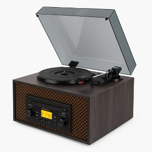 Memorex MX-TT700 7-in-1 Wooden Music Center — Turntable/CD/MP3/Cassette/Radio/Bluetooth/USB with One-Touch USB Recording - 1 of 1
