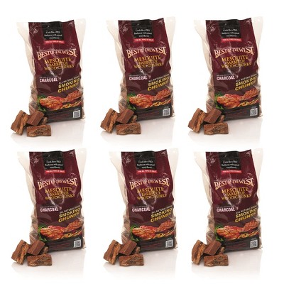 Best of the West 10006 Natural Classic Mesquite Barbecue Flavor Smoking Wood Chunks for Grilling, 8 Pounds (6 Pack)