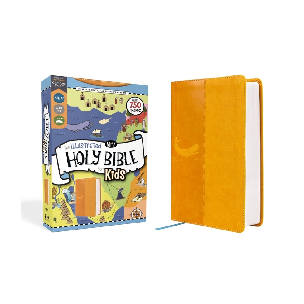 Nirv, the Illustrated Holy Bible for Kids, Leathersoft, Yellow, Full Color, Comfort Print - by Zondervan (Leather Bound)