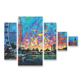 Trademark Fine Art Natasha Mylius View With London Eye 5 Piece Panel Set Art