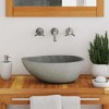 vidaXL Bathroom Basin, Vessel Sink, Countertop Vanity Sink, (14.6"-18.1") x(11.4"-14.2") x4.5" River Stone - 2 of 4