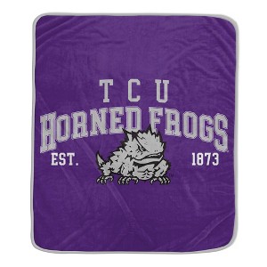 NCAA TCU Horned Frogs Vintage Arch Block Flannel Fleece Blanket - 1 of 3