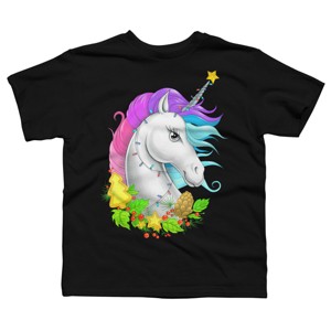 Boy's Design By Humans Christmas unicorn By NikKor T-Shirt - 1 of 4