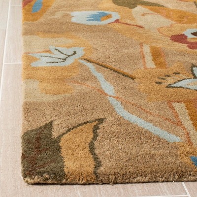 Handmade Blue Wool and Viscose Tufted Rectangular Rug