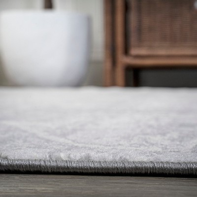 Gray Round Synthetic Modern Persian Medallion Rug