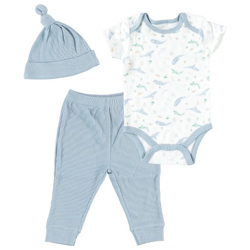 Baby Boys 2pc Whale Top and Bottom Set Just One You made by Carters Blue 3M  NEW