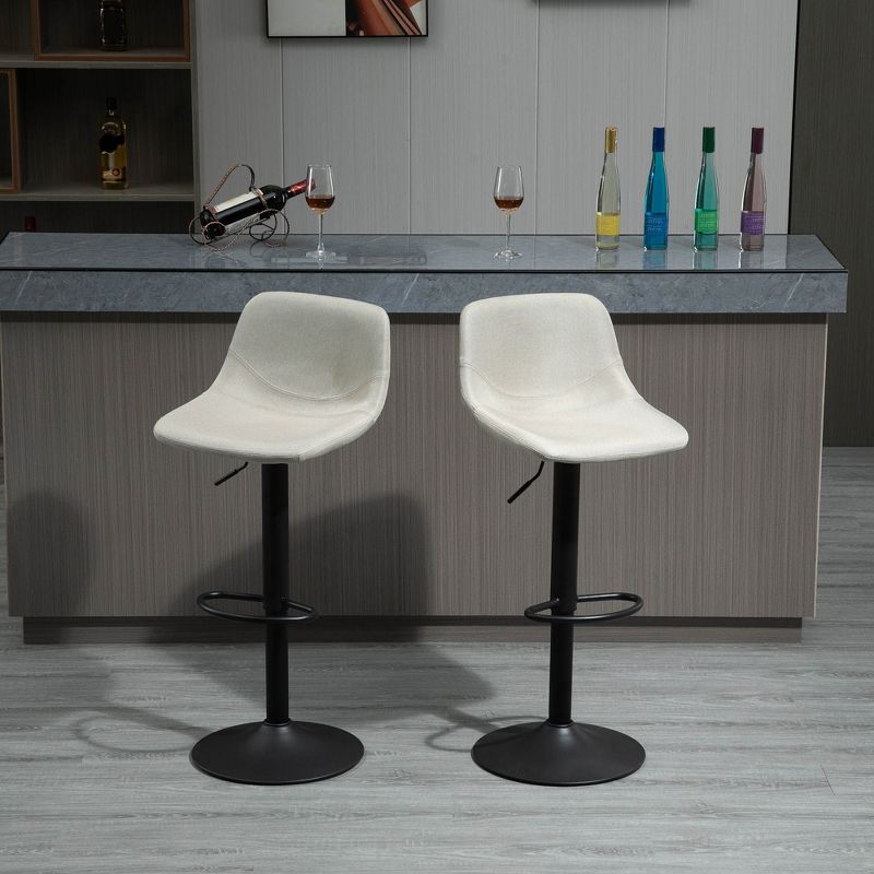 HOMCOM Adjustable Bar Stools Set of 2, Swivel Bar Height Chairs Barstools Padded with Back for Kitchen, Counter, and Home Bar, 3 of 9