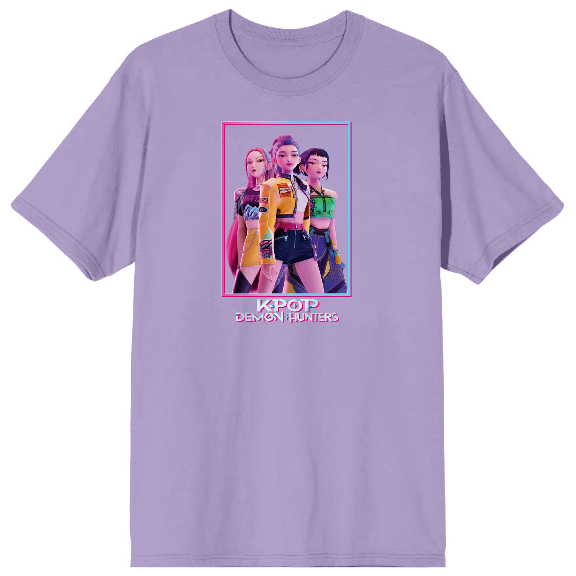 KPop Demon Hunters Huntrix on Purple Short Sleeve Adult T Shirt