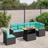 vidaXL 7 Piece Patio Sofa Set with Cushions - Black Poly Rattan - 2 of 4