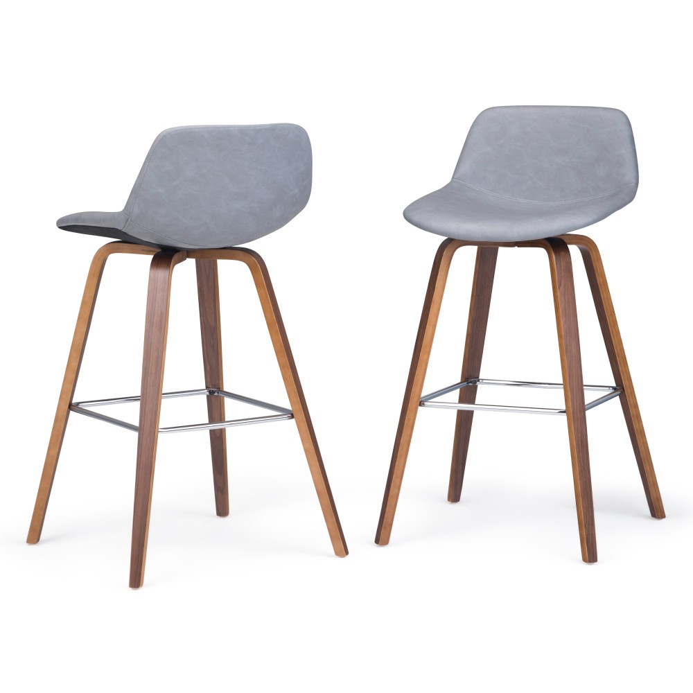 Set of 2 Cacey Bentwood Counter Height Barstools Stone Gray - WyndenHall: Faux Leather, Wood Frame, Armless