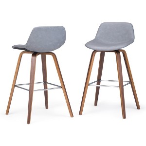 Cacey Bentwood Counter Height Stool Set of 2 Stone Gray Faux Leather - Wyndenhall, Grey Gray