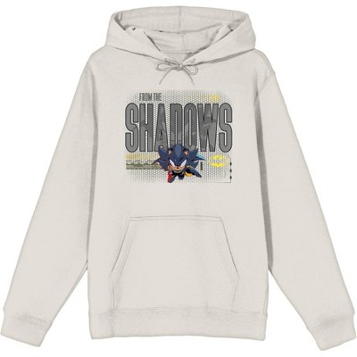 DC x Sonic the Hedgehog From The Shadows Shadow X Batman Grayscale Outline Adult Long Sleeve Hoodie