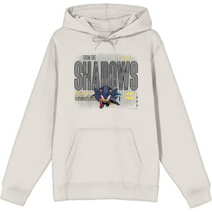 DC x Sonic the Hedgehog From The Shadows Shadow X Batman Grayscale Outline Adult Long Sleeve Hoodie - 1 of 1