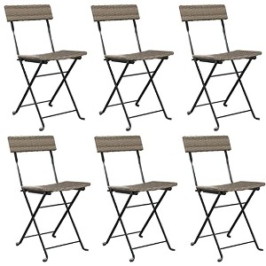 vidaXL Bistro Chairs in Gray - Weather-Resistant Poly Rattan - Robust Steel Frame - 1 of 4