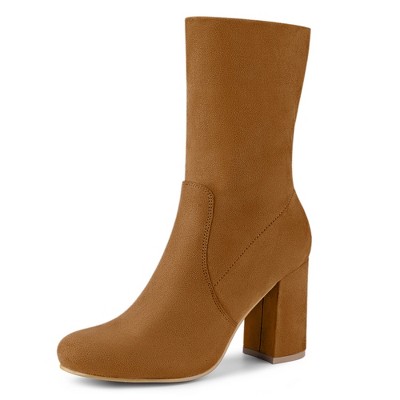 Allegra K Women's Rounded Toe Foldable Ankle Block Heel