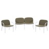 3-Piece Outdoor Patio Conversation Set, Club Chairs and Loveseat with Sleek Frame and Green Cushions, Modern Balcony Seating-The Pop Home - 2 of 4