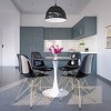 LeisureMod 5-Piece Dining Set with 35" Round Dining Table in White Iron Pedestal Base and 4 ABS Plastic Side Chair with Gold Base - 2 of 4