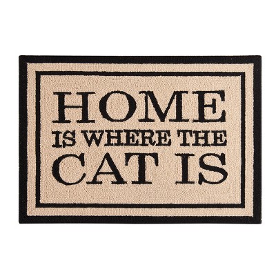 2'x3' Rectangle Hooked Cat Accent Rug Brown - C&F Home