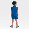 Toddler Boys' Short Sleeve Button-Up and Pull-On Shorts Set - Cat & Jack™ Medium Wash - 2 of 4