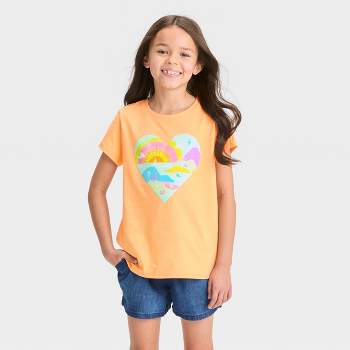 Girls' Short Sleeve Graphic T-Shirt - Cat & Jack™ Light Orange