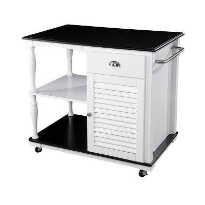 Denrard Rolling Kitchen Island with Storage White/Black - Aiden Lane