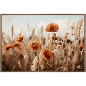 Amanti Art 33"x23" Orange Poppy Field by Treechild Framed Canvas Wall Art Print: Modern Lithograph, Earth Tones - 1 of 4