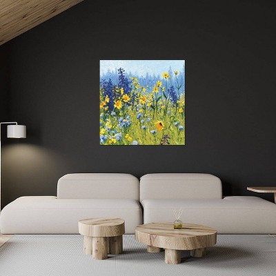 12" x 12" Yellow and Blue Floral Canvas Print
