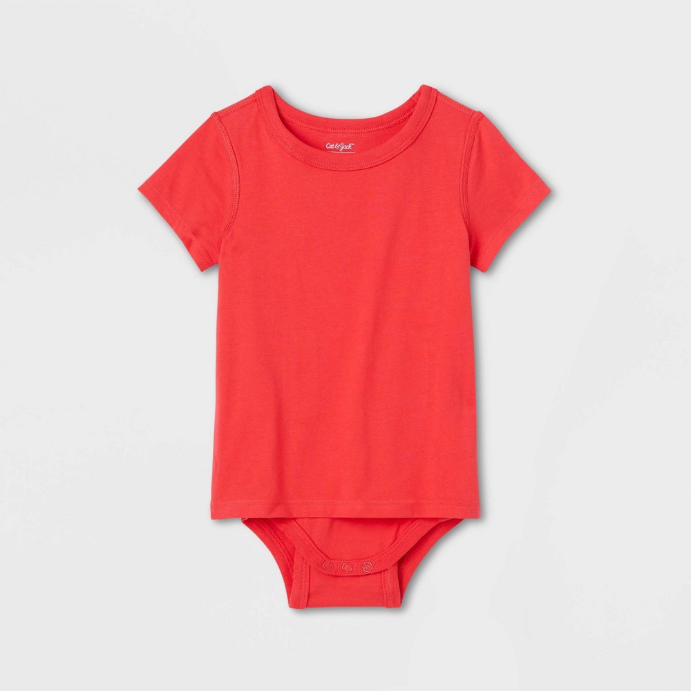 Toddler Adaptive Short Sleeve Bodysuit with Abdominal Access - Cat & Jack™ Red 3T: Sensory Friendly, Relaxed Fit, Tagless Design