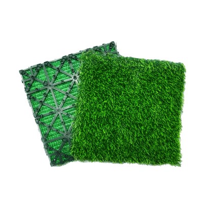 Vynxaria 35 Pcs 11.81x11.81 Inch Green Artificial Grass Interlocking Tiles, for Indoor/Outdoor Pet Friendly Spaces