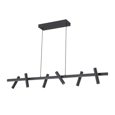 LLHZSY 47 1/4" Linear Pendant Chandelier With 6-Light Adjustable Direction LED Cylindrical Spotlight-Black