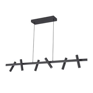 LLHZSY 47 1/4" Linear Pendant Chandelier With 6-Light Adjustable Direction LED Cylindrical Spotlight-Black - 1 of 4