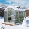Aoodor 6 x 8 Ft / 6 x 10 Ft Walk-in Greenhouse with Gutter, Polycarbonate and Heavy-Duty Aluminum Frame, Adjustment Skylight and Lockable 2-Sided Door - 2 of 4