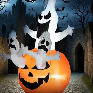 Hrinhom Halloween Inflatables Outdoor Decorations,Pumpkin and Ghosts With LED Lights - 1 of 4