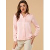INSPIRE CHIC Women's Elegant V Neck Long Sleeve Office Work Satin Shirt - 2 of 4