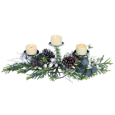 Transpac Artificial 28 in. Multicolor Christmas Sparkling Candle Holder