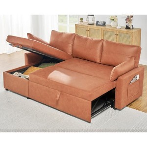 AMERLIFE 2 in 1 Pull Out Sofa Bed with Storage Chaise - 1 of 4