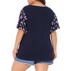 Agnes Orinda Women's Plus Size V Neck Flutter Sleeve Floral Casual T Shirt - 4 of 4