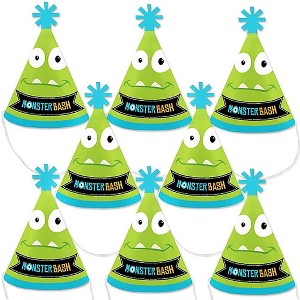 Big Dot of Happiness Monster Bash - Mini Cone Little Monster Birthday Party or Baby Shower Hats - Small Little Party Hats - Set of 8 - 1 of 4