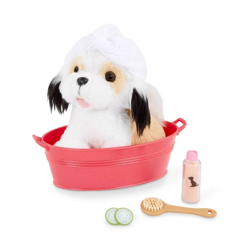 Our Generation Spa Day Pup Posable 6&#34; Shih Tzu Pet Accessory Set, 3 of 7