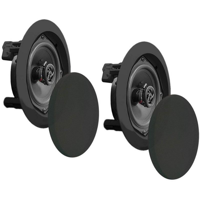 4) NEW Pyle PDIC81RDBK 250W 8 Inch Flush In-Wall In-Ceiling Black Speakers Four, 2 of 7