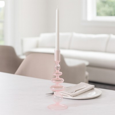Glass Taper Candle Holder - Modern Decorative Candlestick for Home, Office, Bedroom & Living Room - Elegant Tall Contemporary Accent Decor